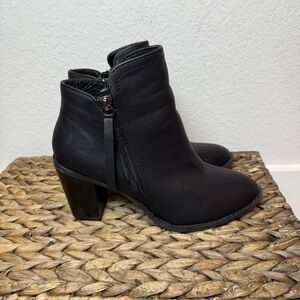 Black Leather Ankle Booties by Trends Collection